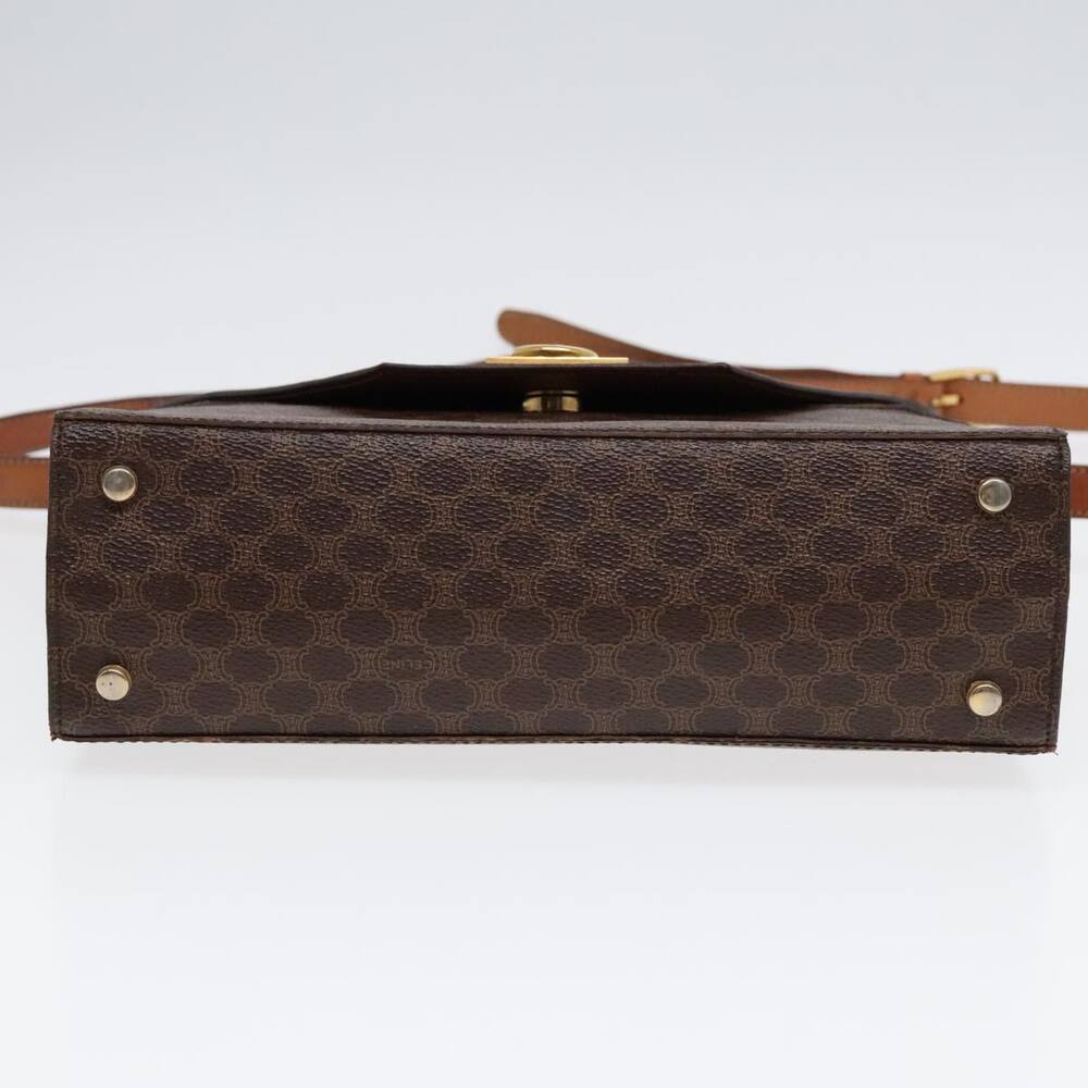 CELINE Macadam Canvas Shoulder Bag Pvc Leather Brown Gold - Picture 9 of 13